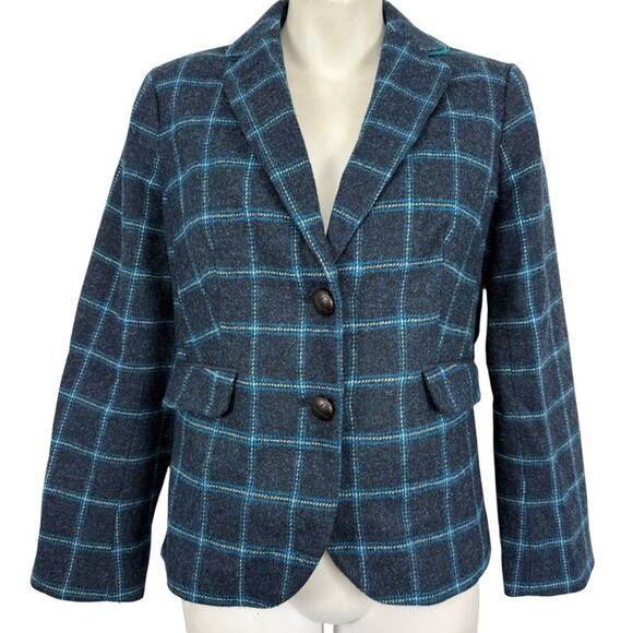 Talbots Jackets & Blazers - Talbots Petites Blue Plaid Wool Blend Suit Jacket Blazer Preppy English sz 4 P